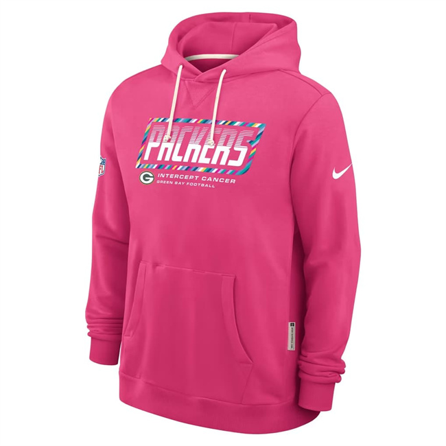 Men's Green Bay Packers Pink 2026 Crucial Catch Sideline Standard Issue Dri-FIT Pullover Hoodie